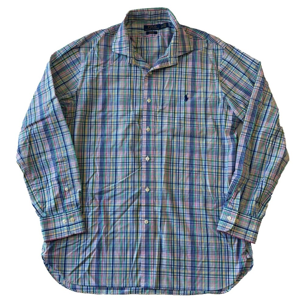 Polo Ralph Lauren Multicolor Plaid Button Down Shirt Mens 17 34/35 Long Sleeve
